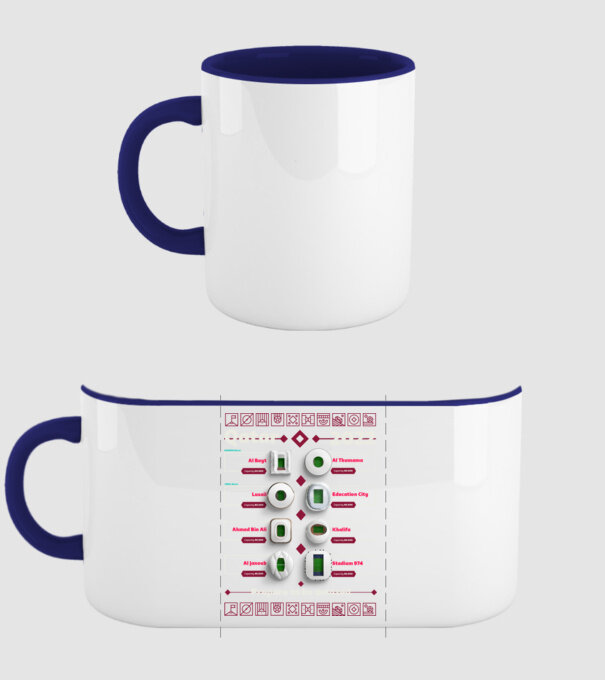 Qatar 2022 Stadiums model albastru închis pe tricou