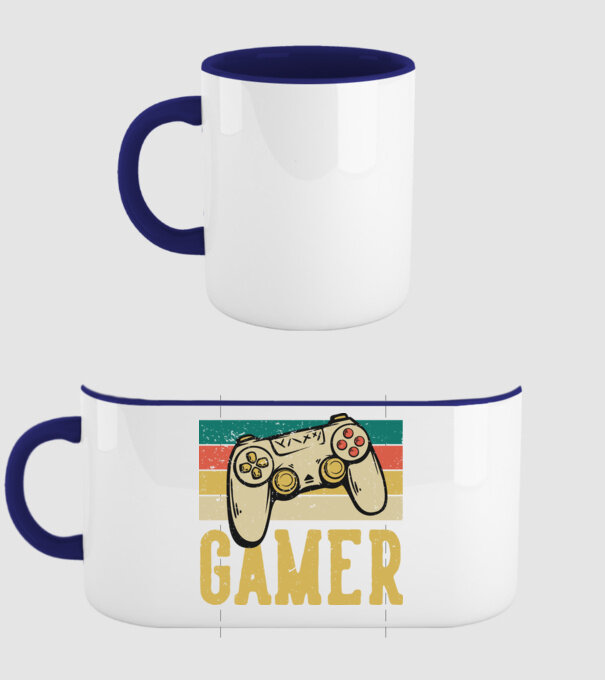 Retro gamer model albastru închis pe tricou