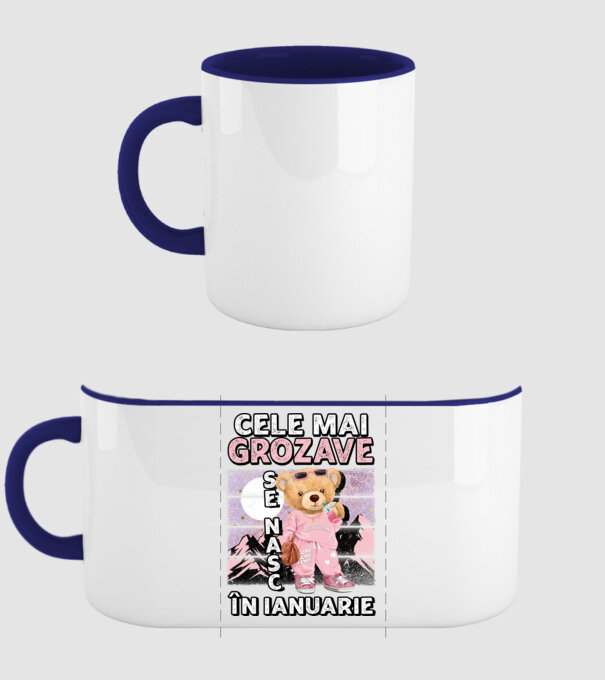 RETRO teddy fetişcană IANUARIE model albastru închis pe tricou