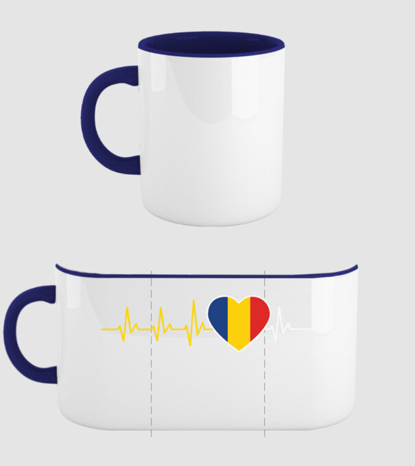 România heartbeat model albastru închis pe tricou