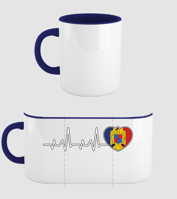 ROMANIA heartbeat model albastru închis pe tricou