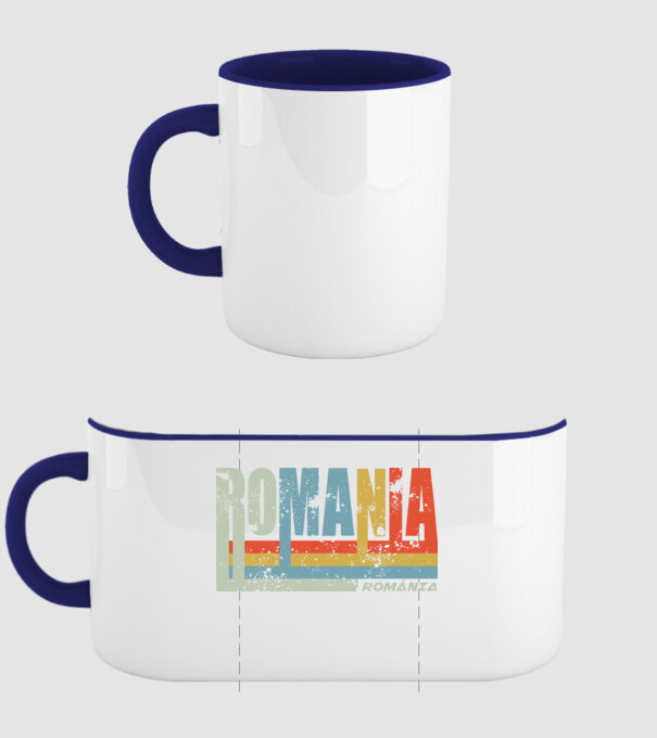 România retro model albastru închis pe tricou