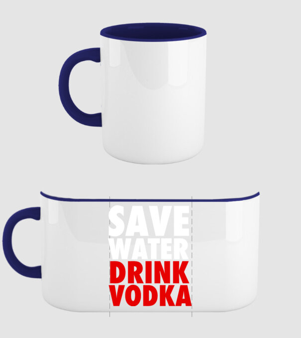 SAVE WATER DRINK VODKA model albastru închis pe tricou
