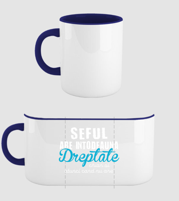 Seful are intodeauna dreptate model albastru închis pe tricou