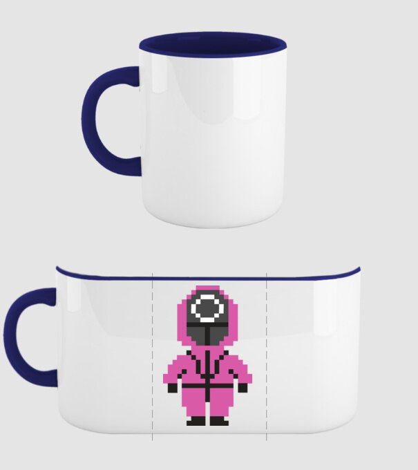 squid game pixel model albastru închis pe tricou