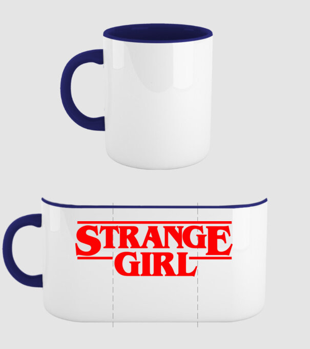 strange girl model albastru închis pe tricou