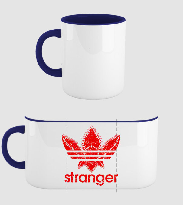 stranger logo red model albastru închis pe tricou