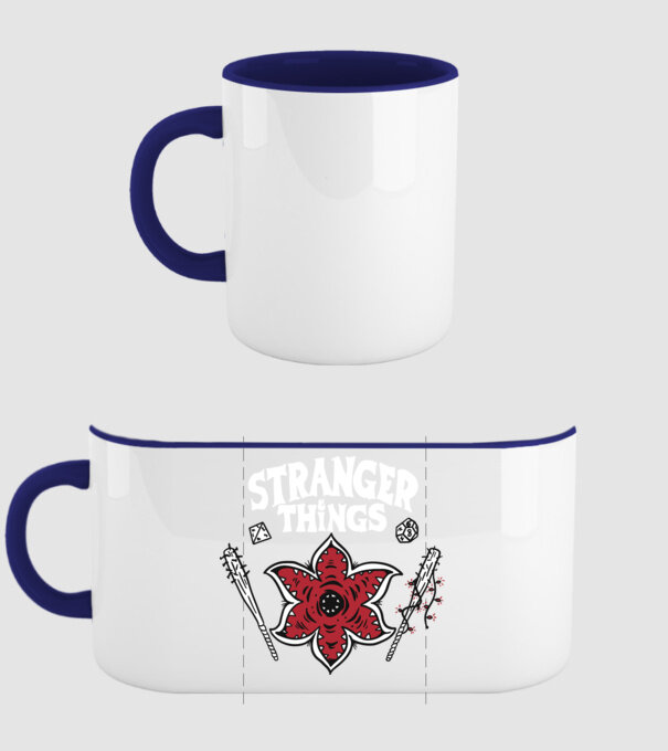 stranger things demogorgon head model albastru închis pe tricou