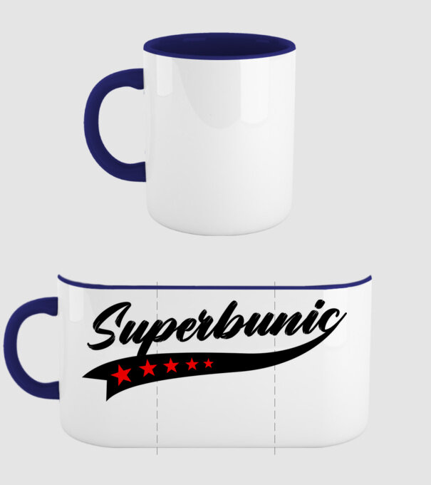 superbunic model albastru închis pe tricou