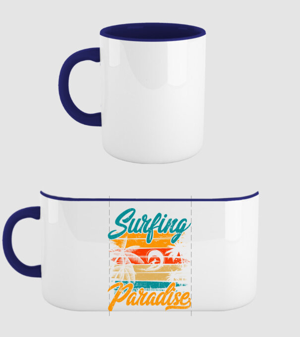 Surfing Paradise model albastru închis pe tricou