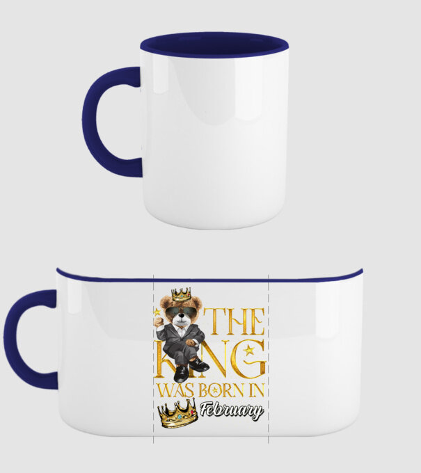 The king was born int FEBRUARY model albastru închis pe tricou