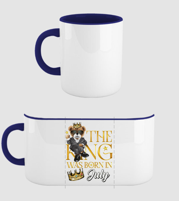 The king was born int JULY model albastru închis pe tricou