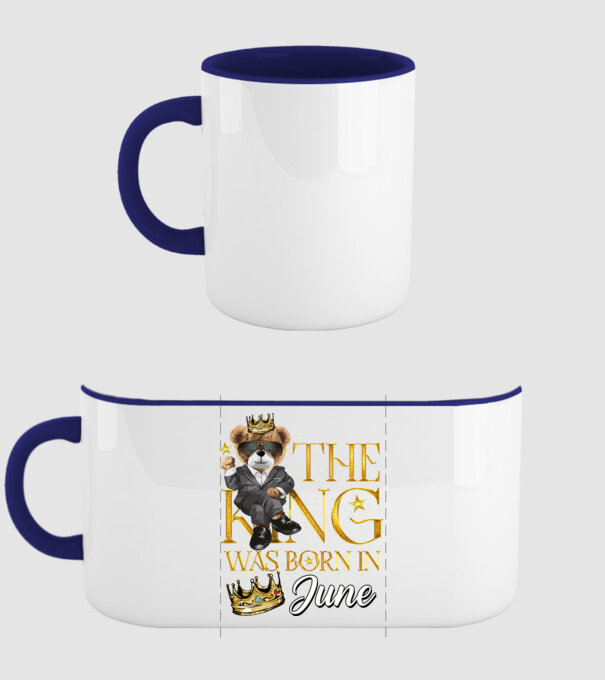 The king was born int JUNE model albastru închis pe tricou
