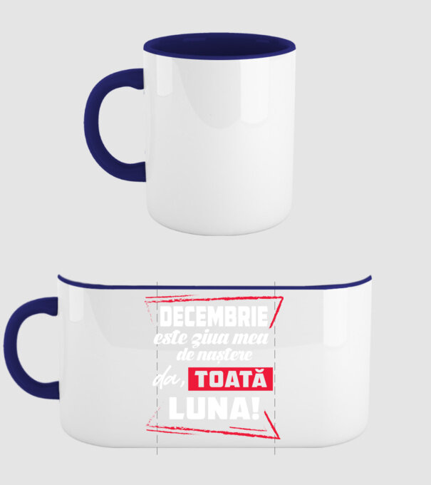 Toată luna DECEMBRIE model albastru închis pe tricou