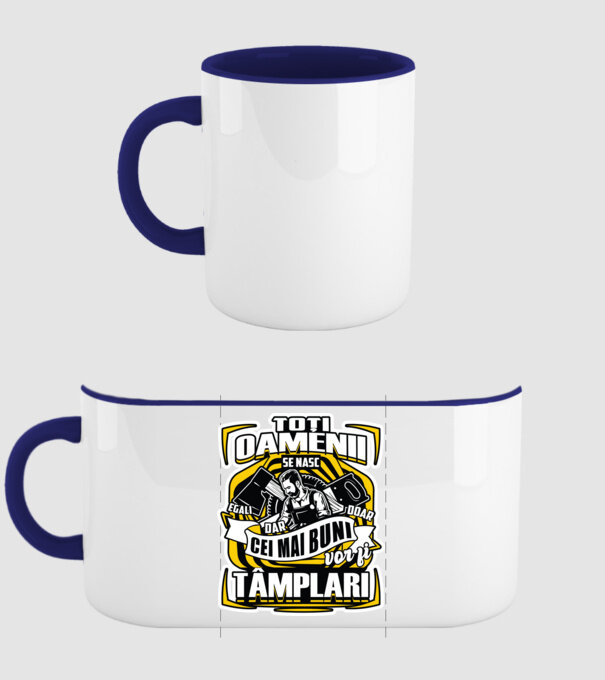 Toți oamenii tâmplari model albastru închis pe tricou