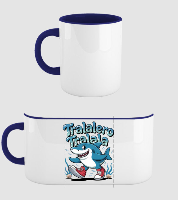 Tralalero Tralala drăguț model albastru închis pe tricou