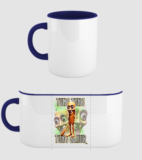 Tung Tung Tung Sahur model albastru închis pe tricou
