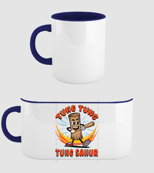 Tung Tung Tung Sahur drăguț model albastru închis pe tricou