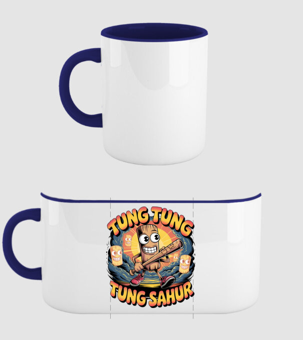 Tung Tung Tung Sahur Retro model albastru închis pe tricou