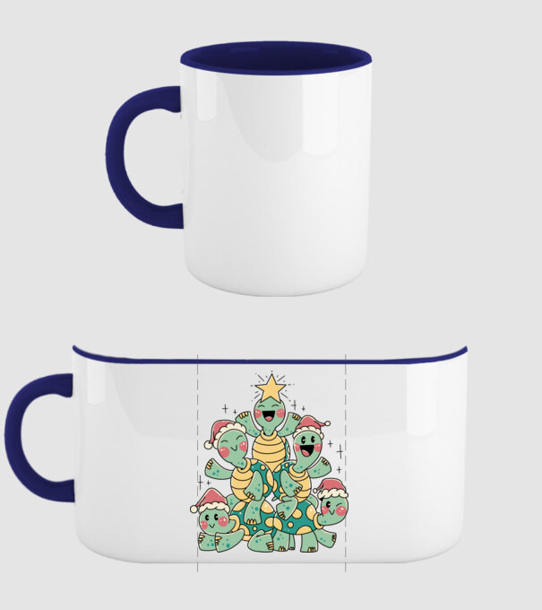 Turtle christmas tree model albastru închis pe tricou
