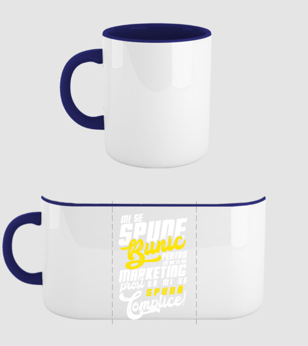 Mi se spune: bunic pentru că ar fi un marketing prost să mi se spună complice! model albastru închis pe tricou