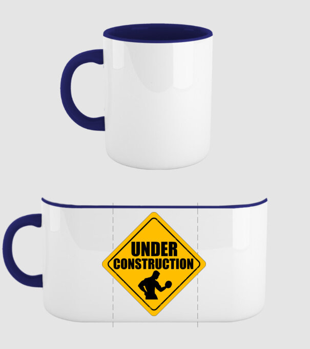 Under Construction model albastru închis pe tricou