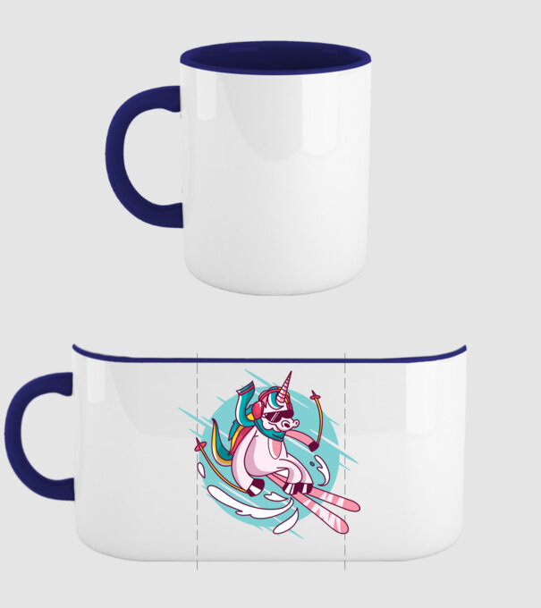 Unicorn ski model albastru închis pe tricou