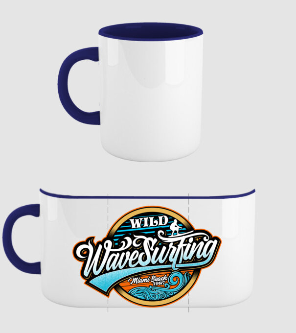 WaveSurfing model albastru închis pe tricou