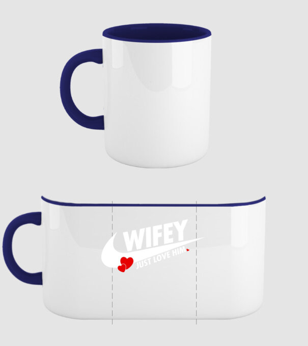 Wifey Just love him alb model albastru închis pe tricou