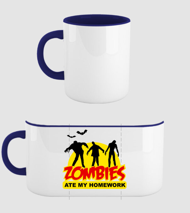 Zombies ate my homework model albastru închis pe tricou