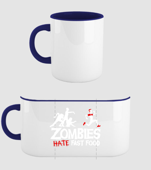 Zombies Hate Fast Food model albastru închis pe tricou