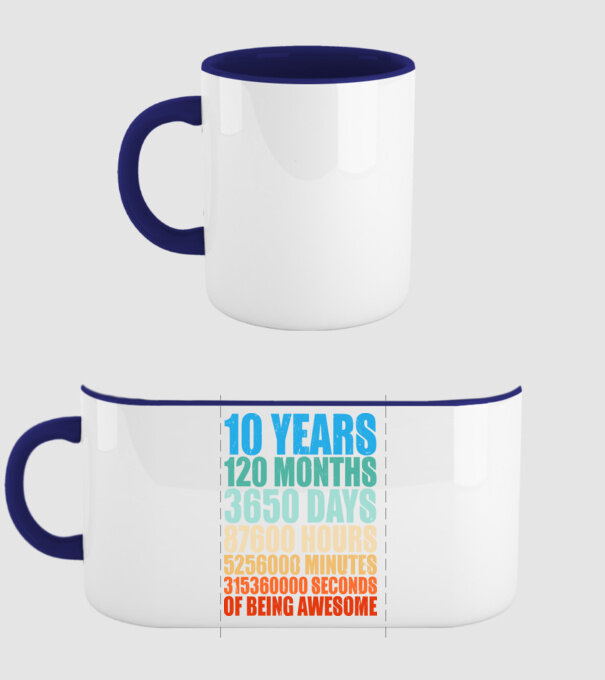 10 years of being awesome model albastru închis pe tricou