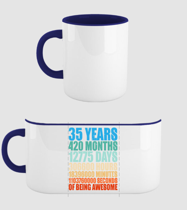 35 years of being awesome model albastru închis pe tricou