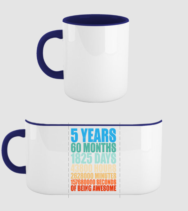 5 years of being awesome model albastru închis pe tricou