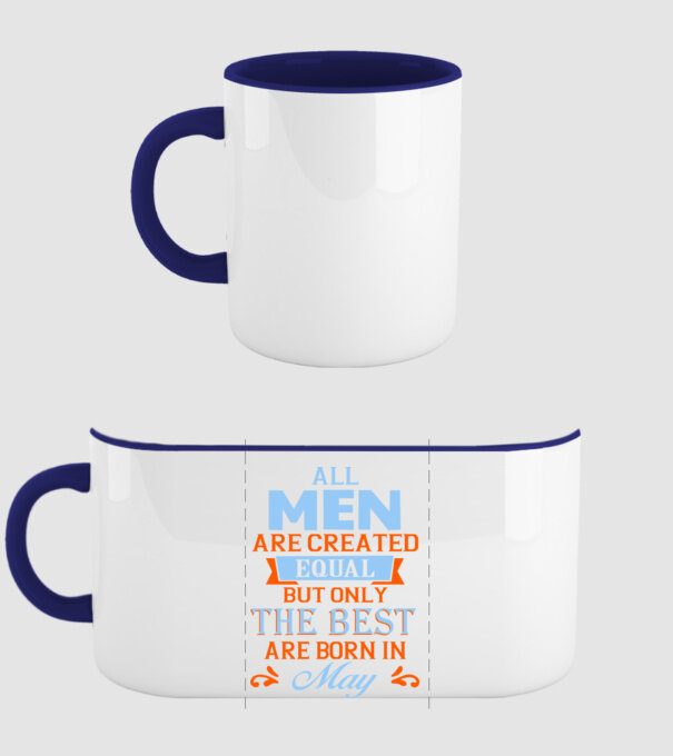 All men created equal but only the beat are born in may model albastru închis pe tricou