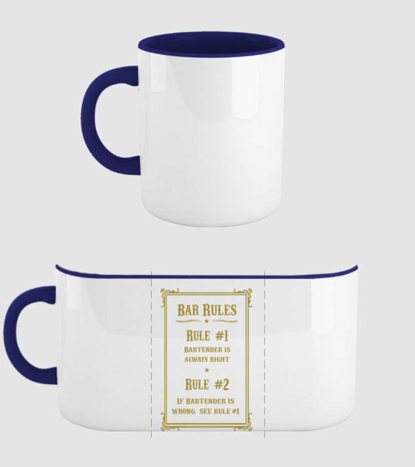 Bar rules model albastru închis pe tricou