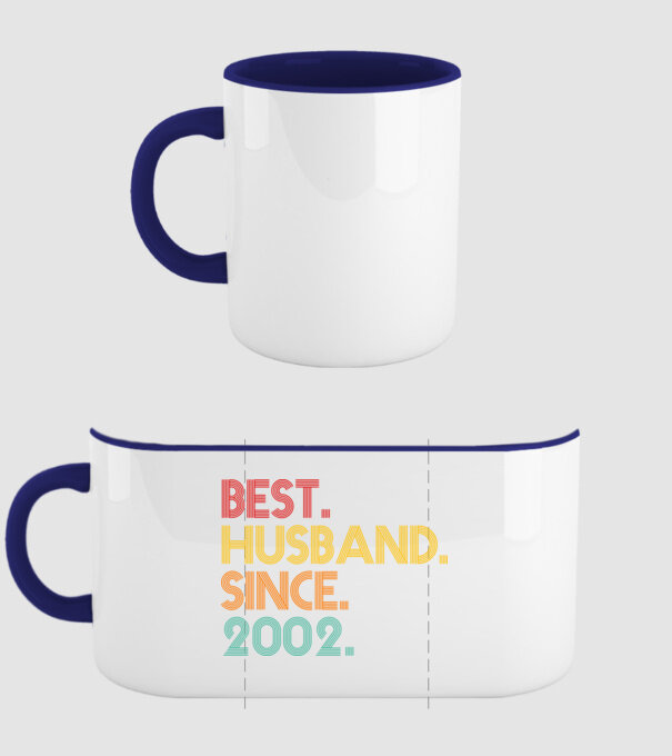 best husband since 2002 retro model albastru închis pe tricou