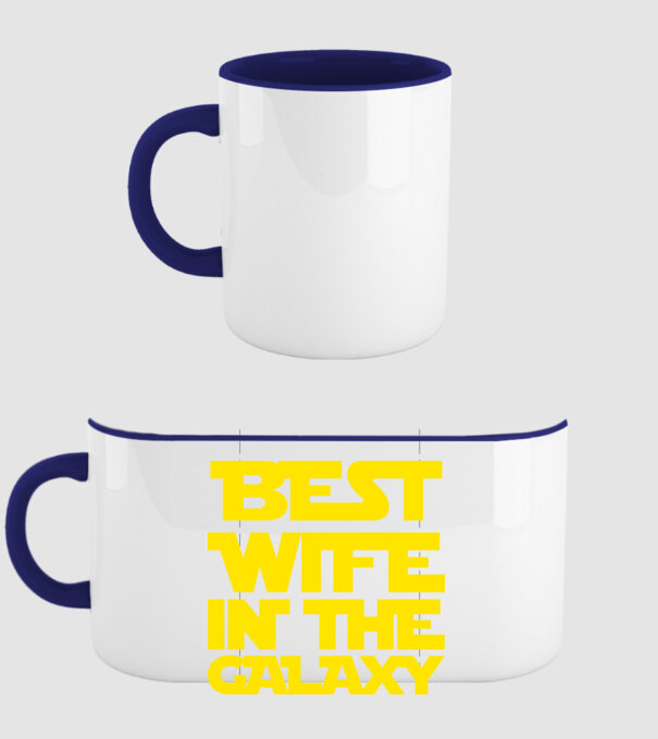 best wife in the galaxy model albastru închis pe tricou