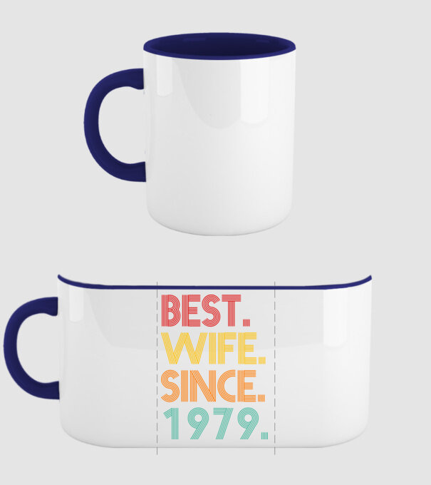 best wife since 1979 retro model albastru închis pe tricou