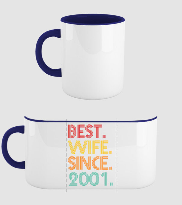 best wife since 2001 retro model albastru închis pe tricou
