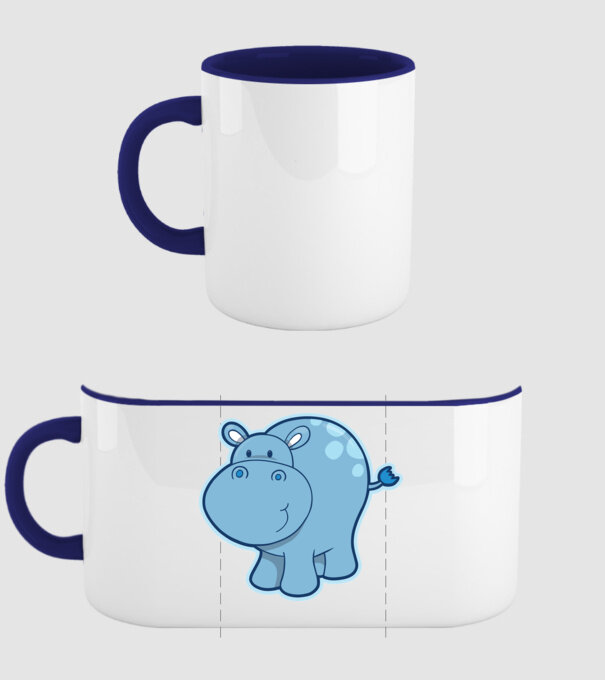 Cartoon hippo model albastru închis pe tricou