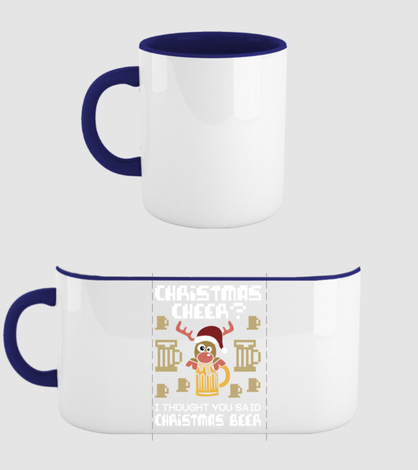 Christmas beer pulovăr urât model albastru închis pe tricou
