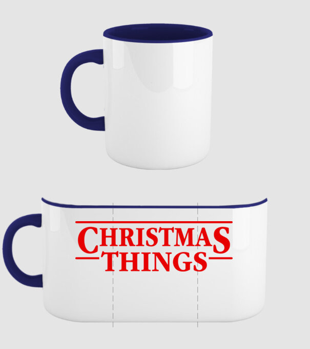 Christmas Things model albastru închis pe tricou