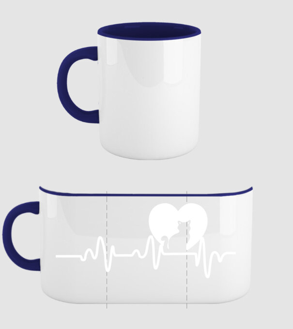 pisică heartbeat model albastru închis pe tricou