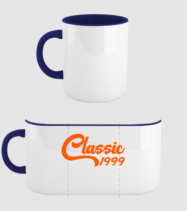 Classic 1999 model albastru închis pe tricou