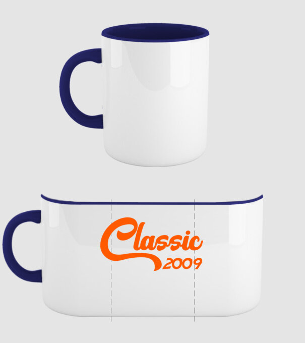Classic 2009 model albastru închis pe tricou