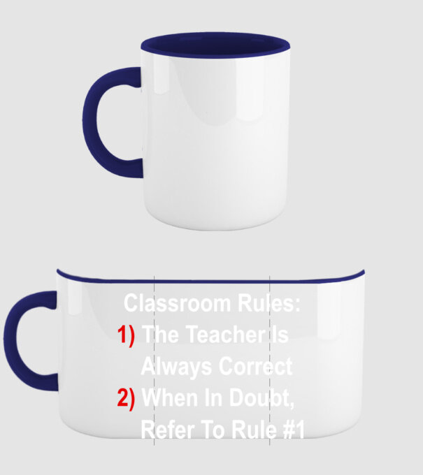 Classroom rules model albastru închis pe tricou