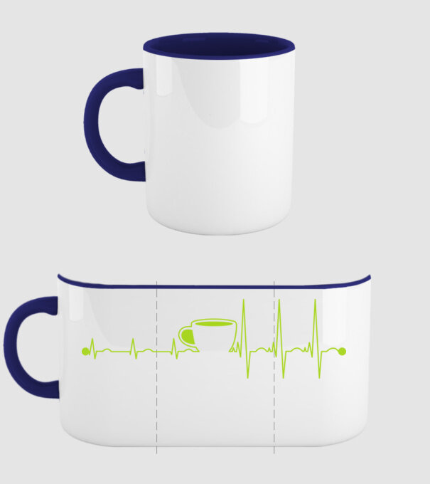 Coffee heartbeat model albastru închis pe tricou