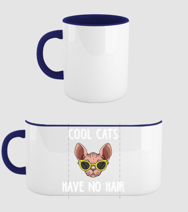 cool cats have no hair model albastru închis pe tricou