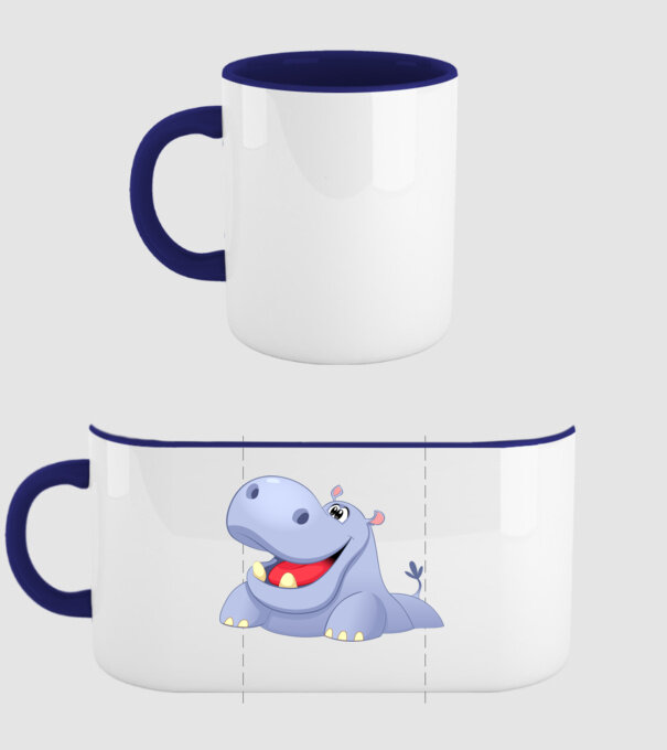 Cute Hippo model albastru închis pe tricou